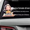 Reflective Warning Sticker: Timid & Flustered Female Driver, Keep Distance - Ideal for New/Practicing Drivers