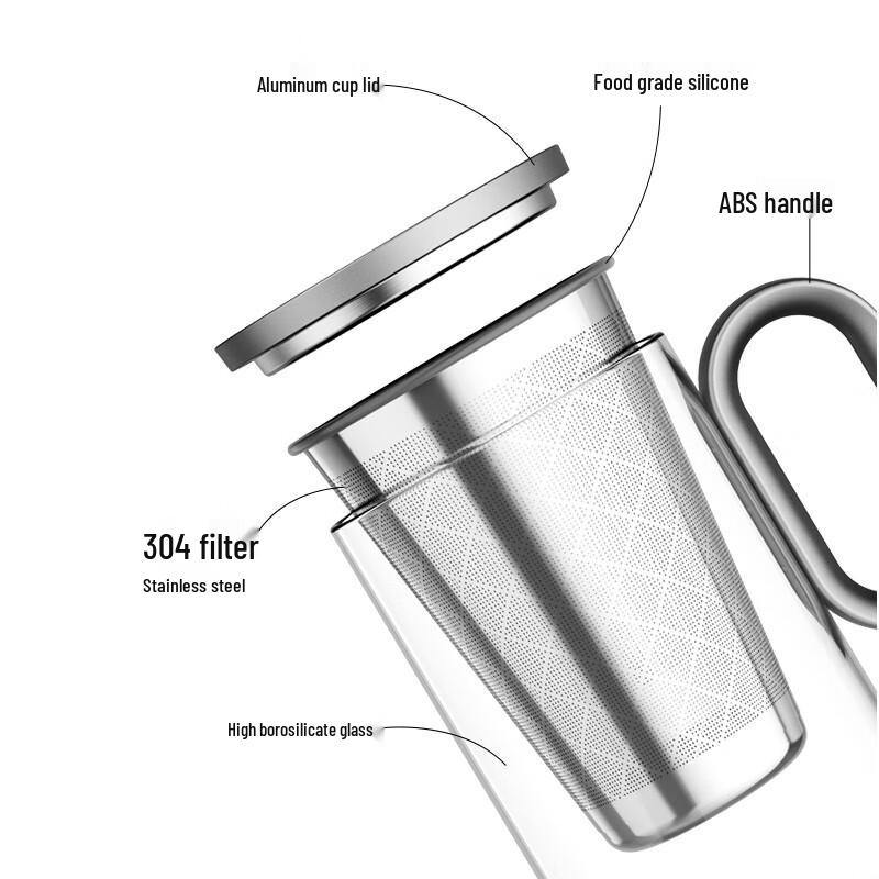 Borosilicate Glass Tea Mug with Aluminum Lid