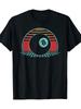 Retro Synthwave Unisex T-Shirt - Short Sleeve Round Neck Tee with Eight Ball & Sunset Stripes Grid, Soft Machine Washable Casual Top Suitable for Spor