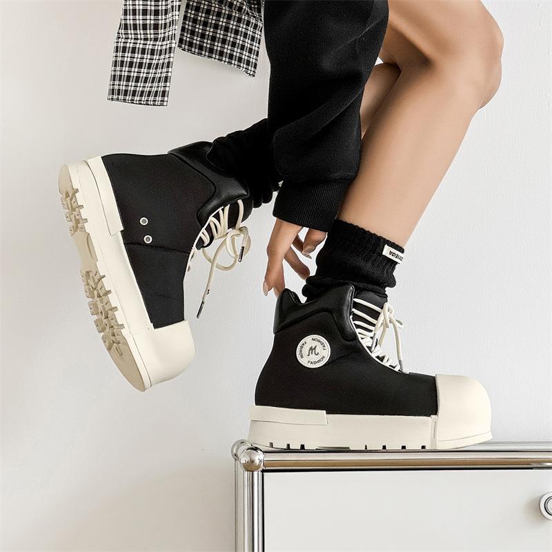 Tide shoes Mickey big head high-top shoes men and women niche black thick baseplate shoes couple height increase 7230-6230-K