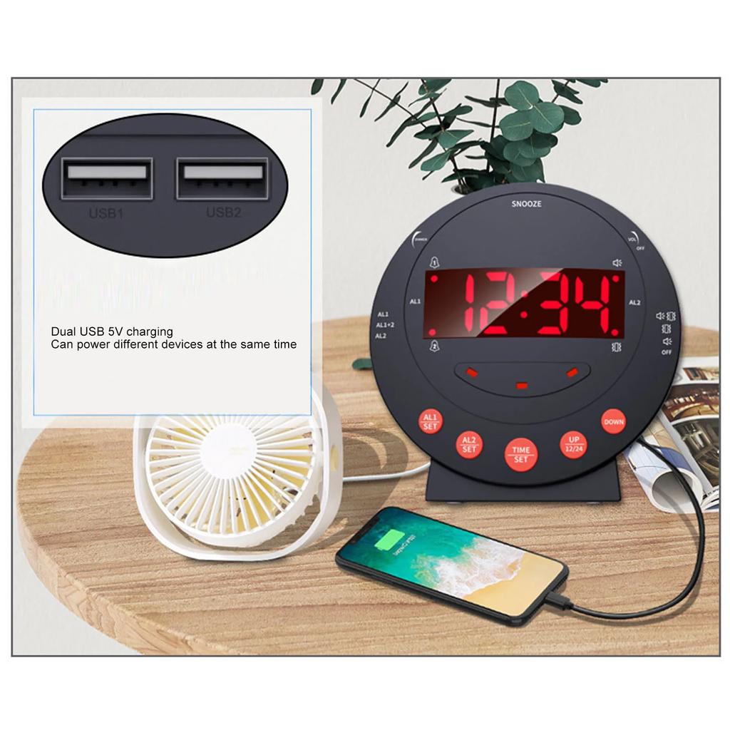 Alarm Clock Super Shaker Clock Alarm Clock 110 Decibels Red Flashing Light Super Shaker Extra  Alarm Clock for Student Elder
