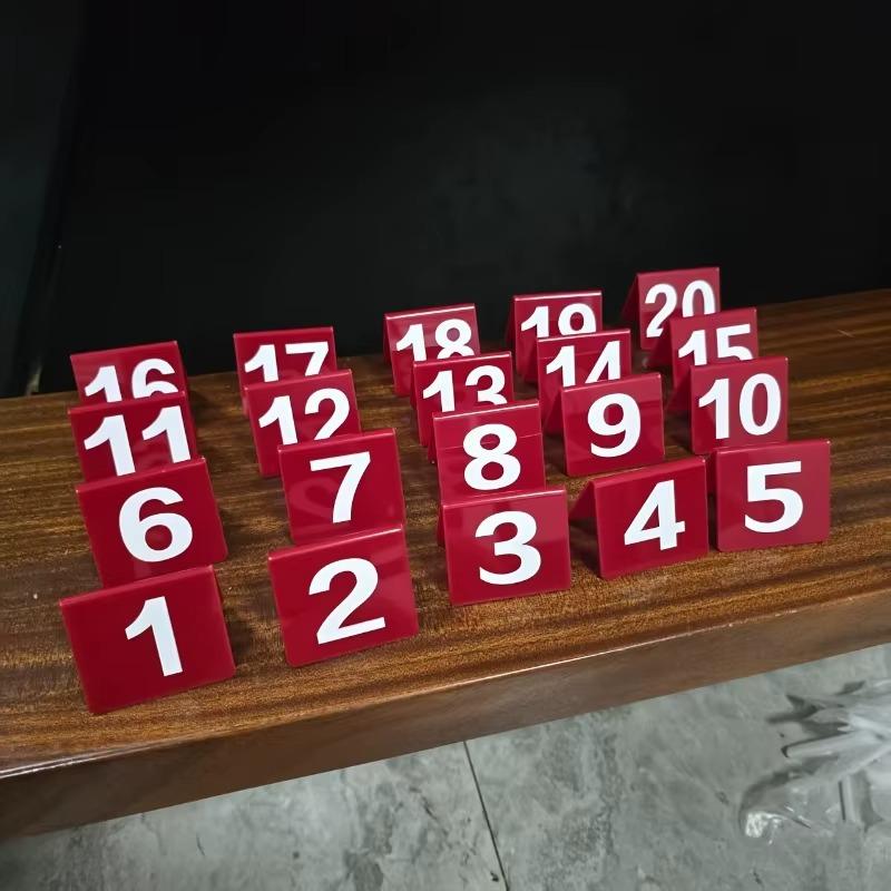 1-40 Acrylic V-Type Number Plates Table Numbers Cards Set Signs Position Markers for Restaurants Hotels Events Wedding Seat Tags