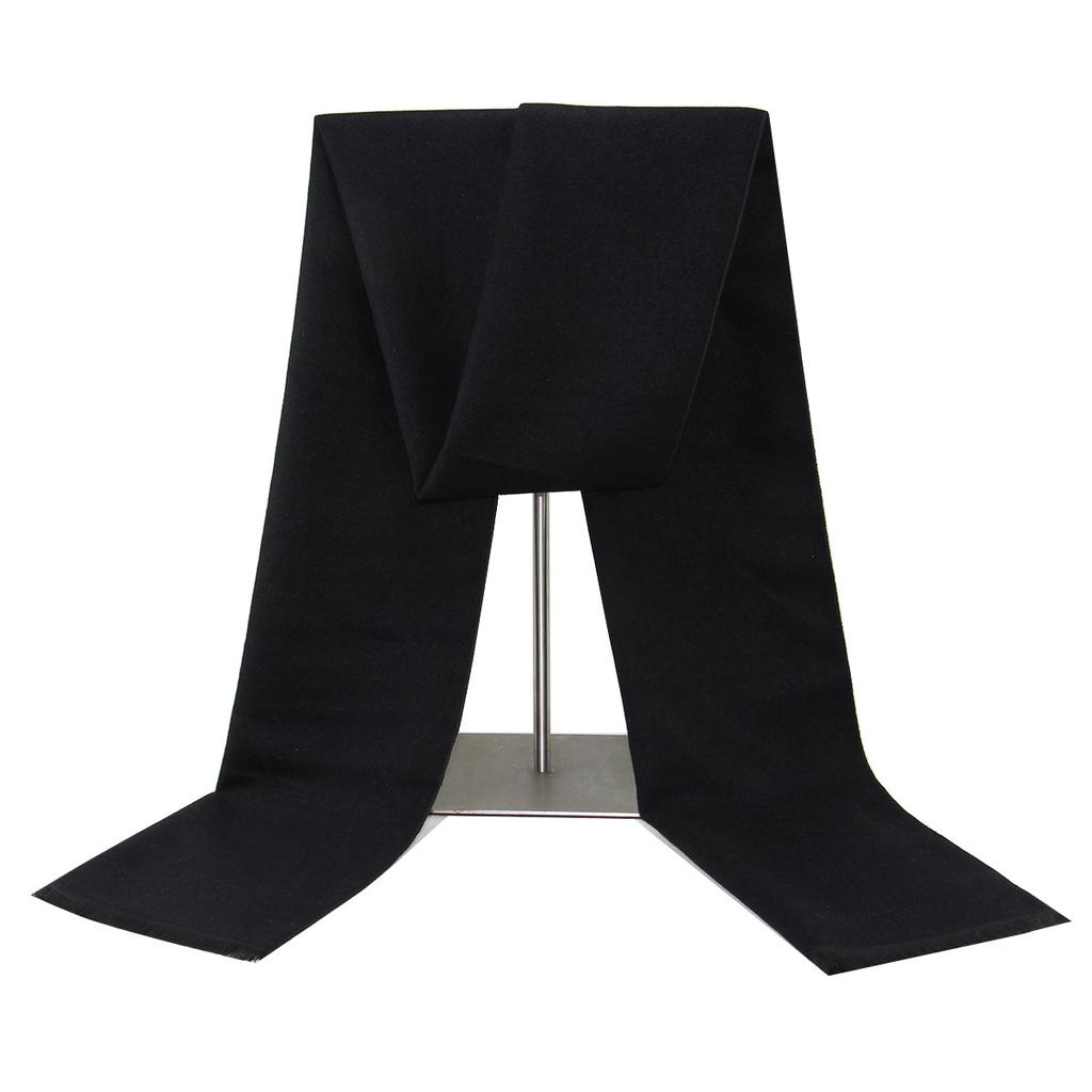 Pure black wool scarf blended winter warm thickened monochrome scarf men's and women's scarf customization