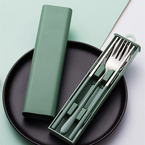 Easytoti Bento Cutlery Set with Chopsticks, Spoon, and Fork, Includes a Sliding Case, Easy To Use, Perfect for Students and Adults, Lunch, Outdoor Act