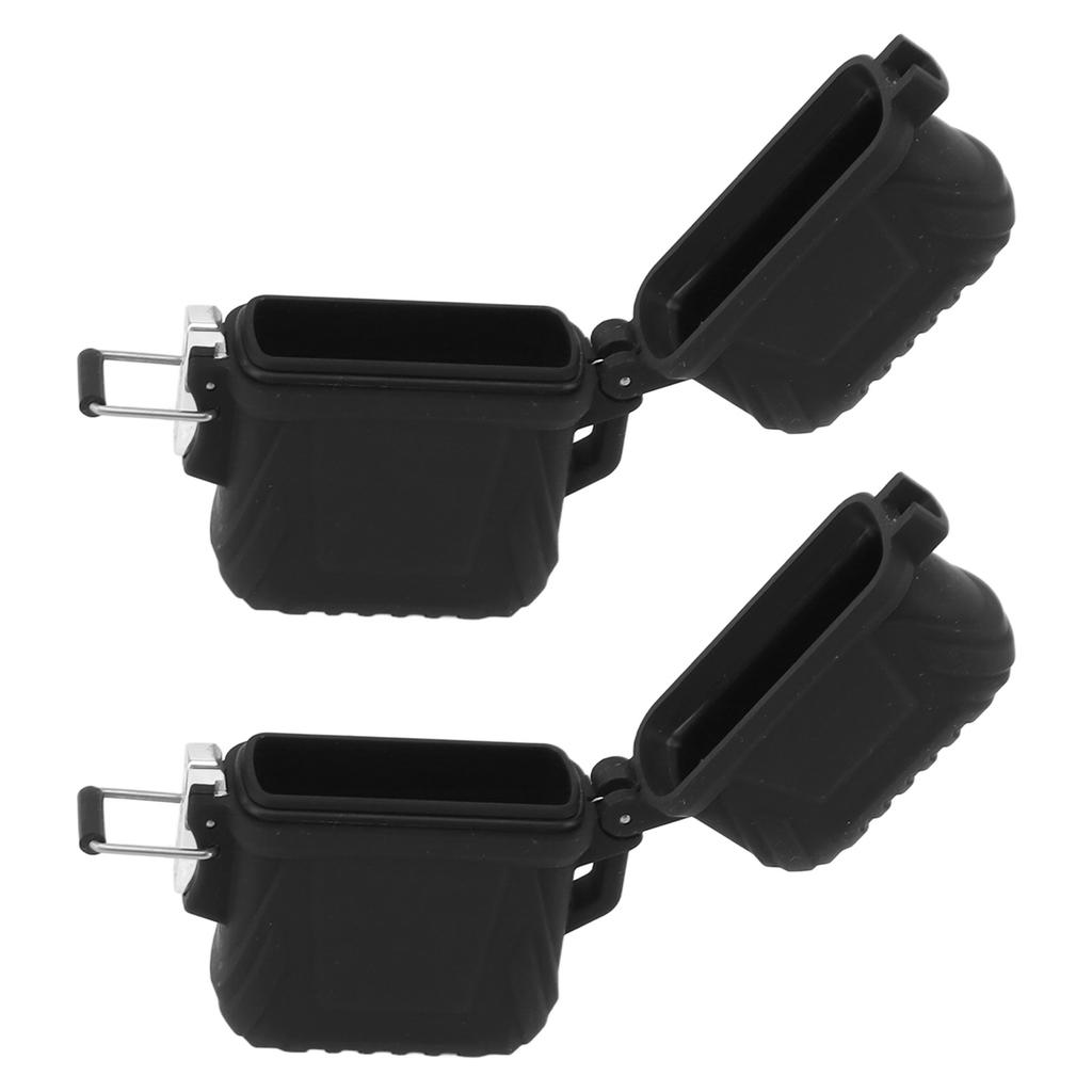 2 PCS Waterproof Lighter Case Plastic Black Sealed Pocket Lighter Container for Outdoor
