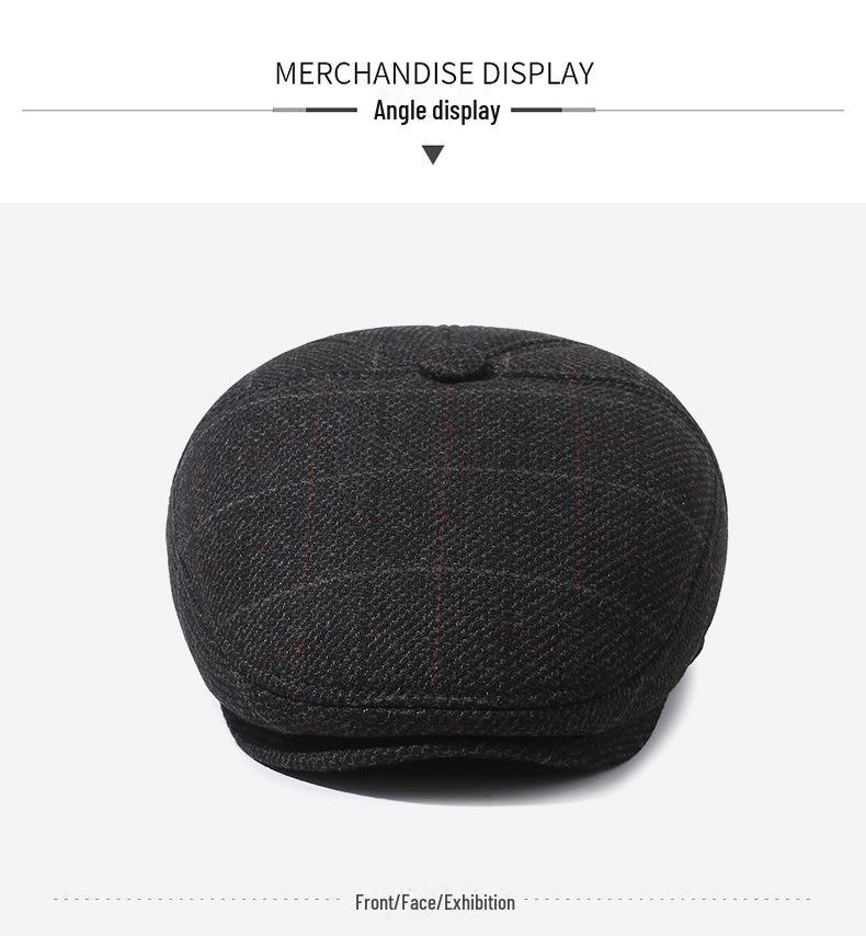 Stylish Duckbill Cap for Middle-Aged and Elderly Men - Warm, Velvet-Lined, Casual Hat for Autumn and Winter Outdoors.