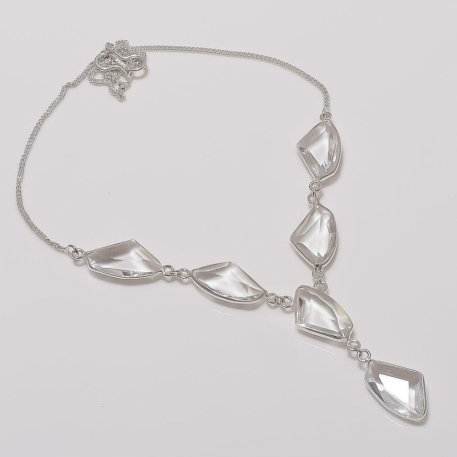 Natural White Topaz Gemstone 925 Sterling Silver Jewelry Necklace 18" ASN-5933