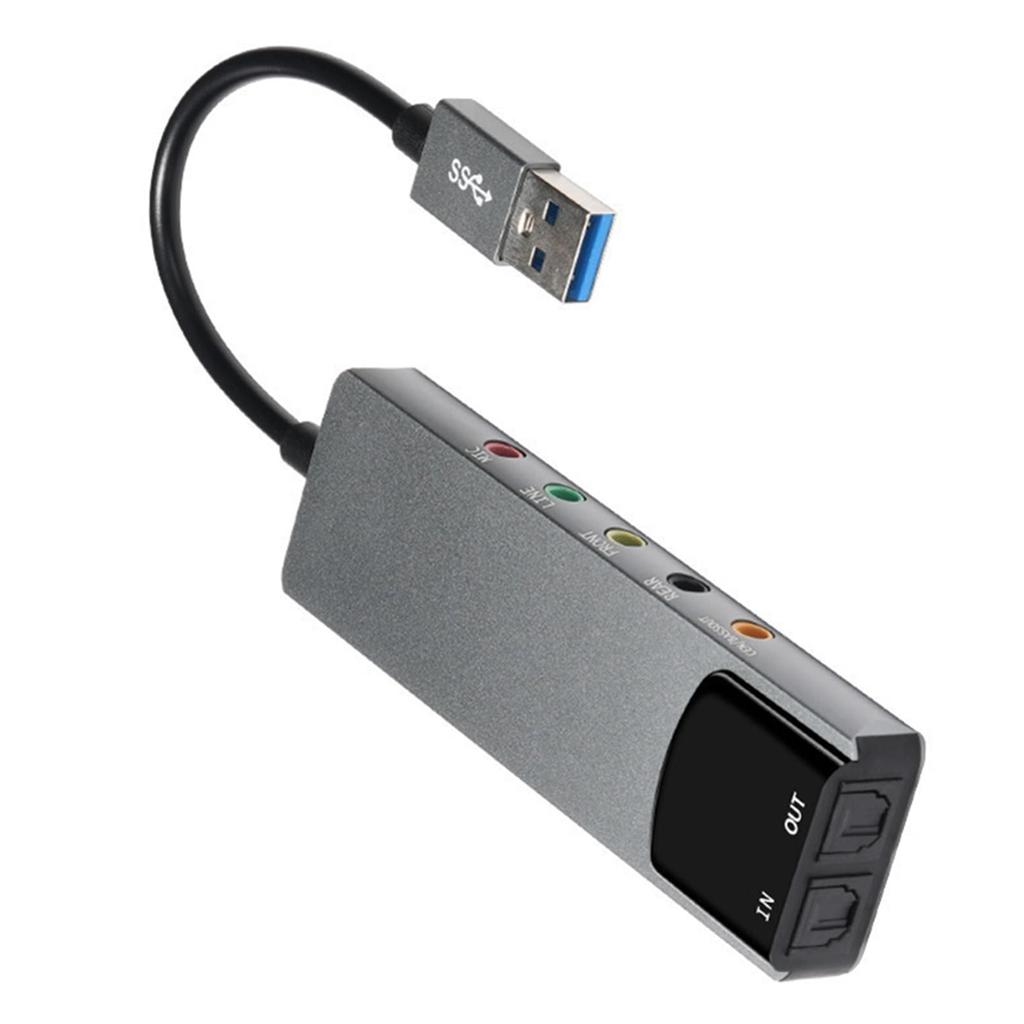 Kanálový USB Zvukový Adaptér Zvukové Karty s AUX Mikrofonním Jackem pro PC Laptop Stolní Počítač Herní Náhlavní Sluchátka Sluchátka 5.1 2.0 3.5mm