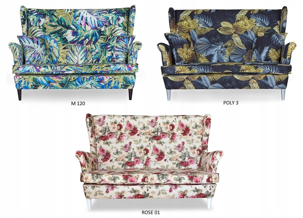 Ari Print Scandinavian Wing Sofa, Non-folding Family Monstera