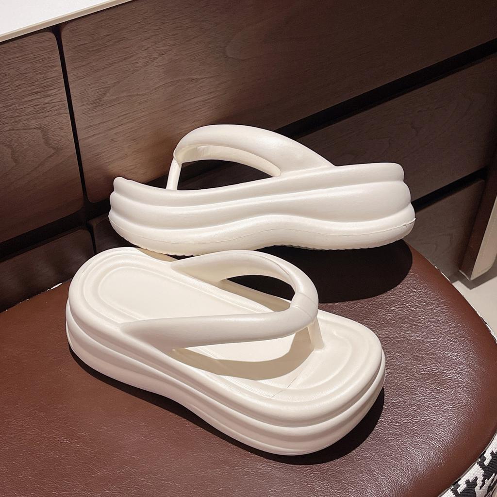Ma'am Flip Flops Summer Soft Sole Slippers for Ma'am Outdoor Casual Beach Shoes Home Non-slip Heightened Slippers