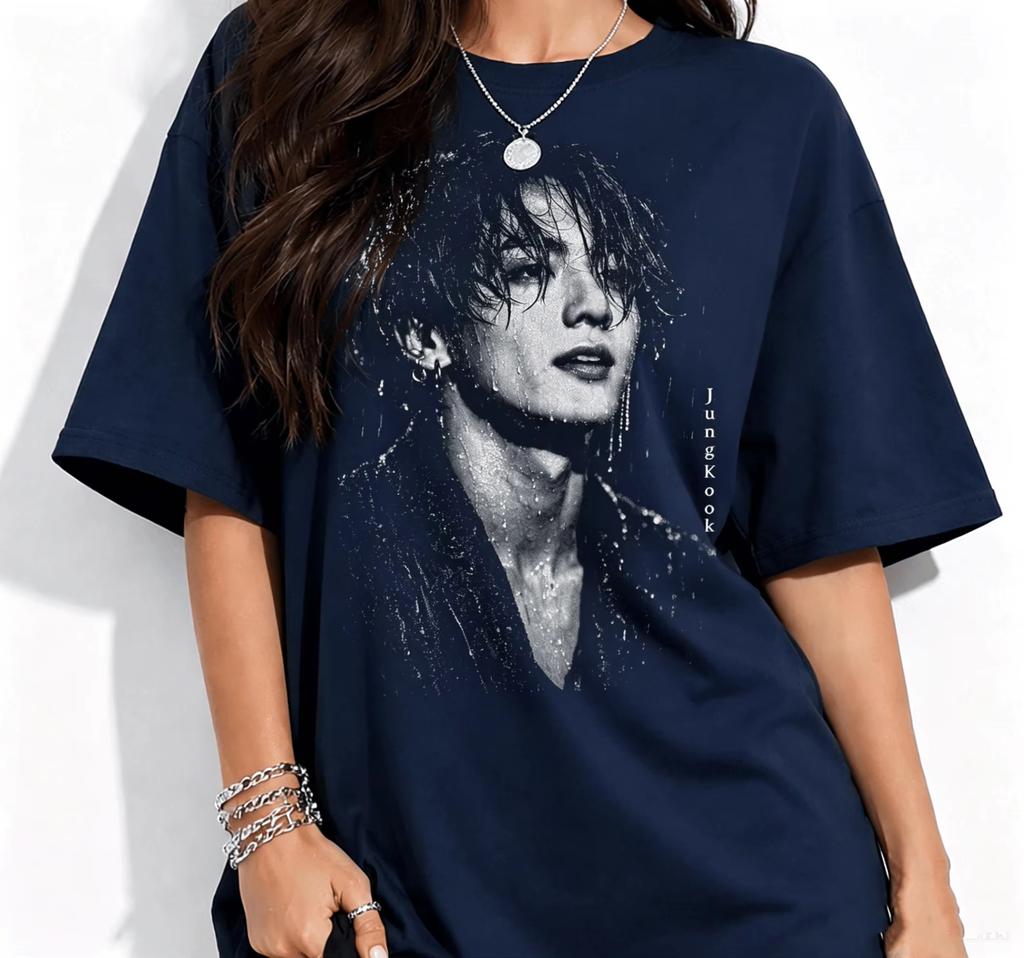 Jungkook T-shirt Koreansk BTS Pop Idol Jungkook Musikfläkt Present 2026 Sommar Unisex Mode Bomull Y2K Lös För Kvinnor Och Män Bekväm T-shirt