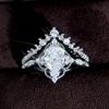 Huitan  New Designed Wedding Set Rings for Women Luxury Cubic Zirconia Engagement Party Temperament Female Finger Jewelry