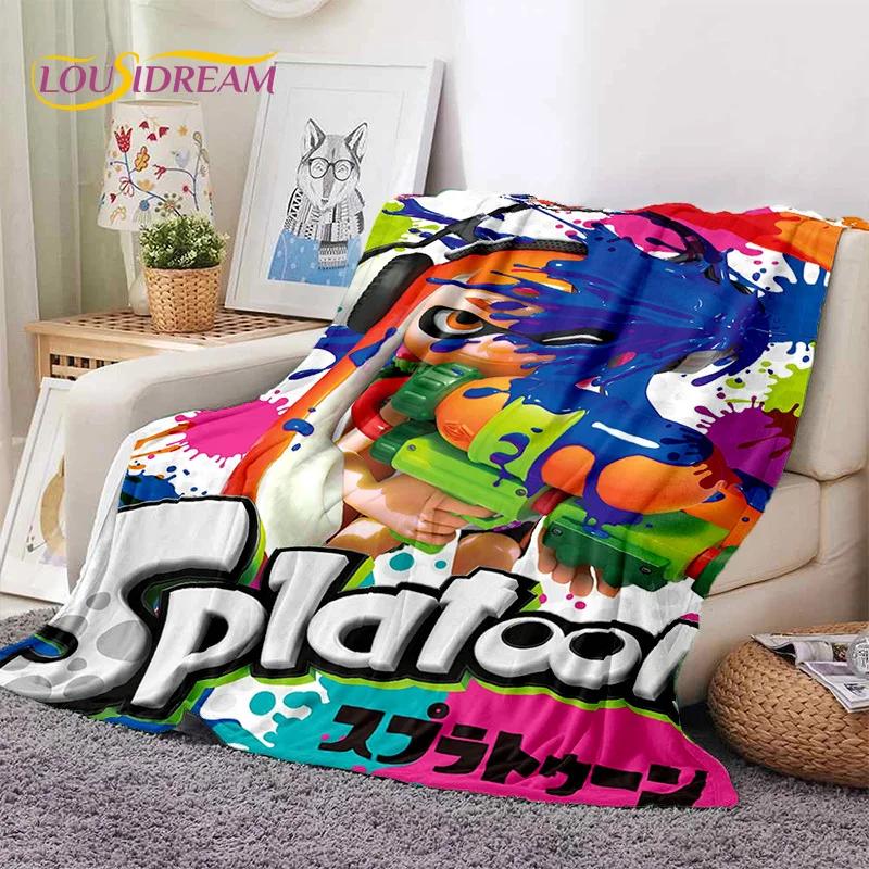 Splatoon3 PC Gamer Cartoon Game Soft Flannel Blanket for Beds Bedroom Sofa Picnic,Throw Blanket for Cover Outdoors Leisure Gift