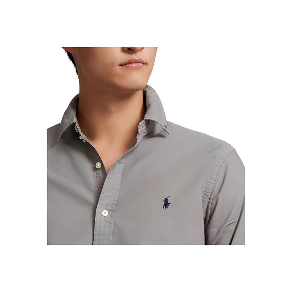 Polo Ralph Lauren FW22 Solid Logo Embroidered Long Sleeve Shirt Men shirts Gray MNPOWOV16822684-020