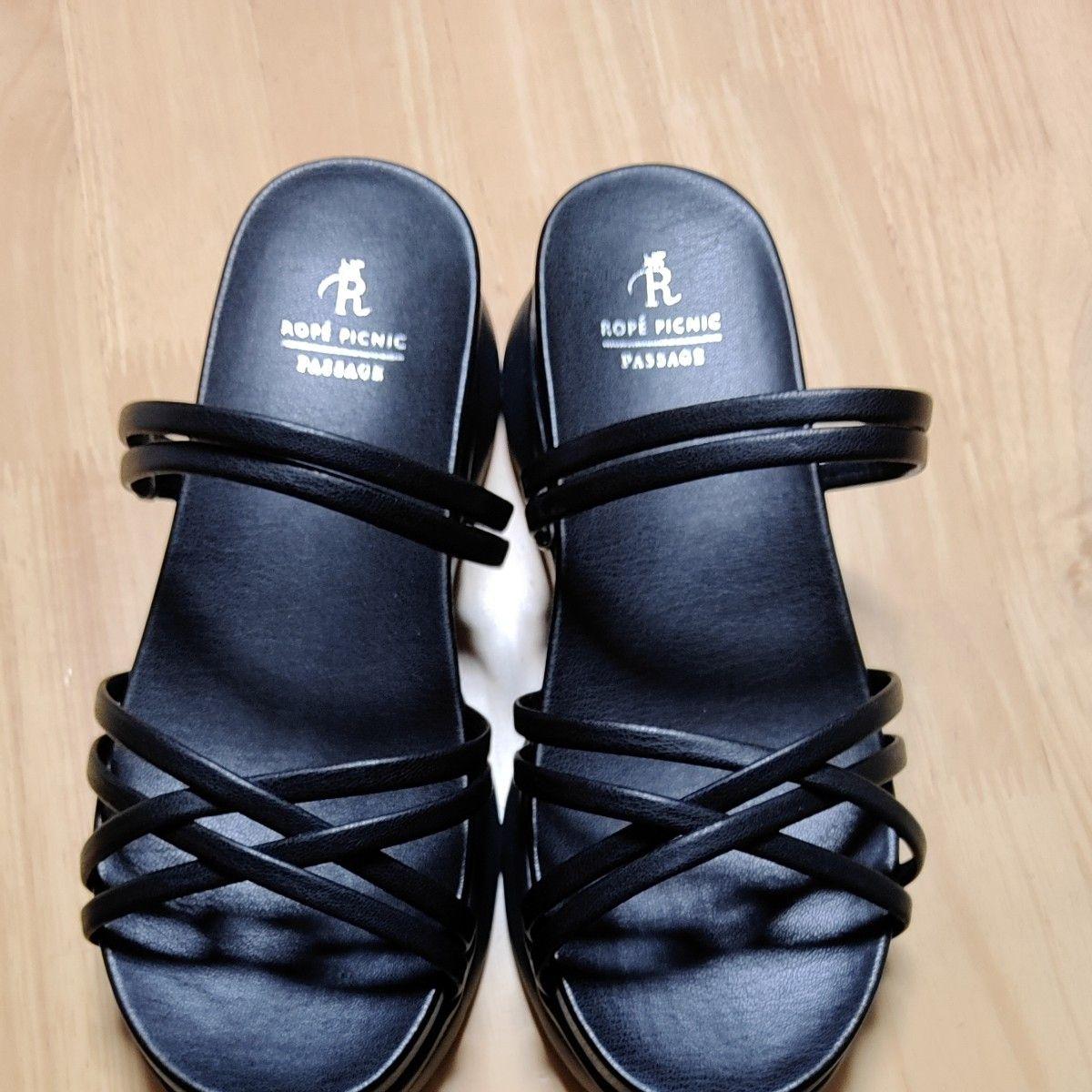 ROPE PICNIC PASSAGE cross strap sandals black