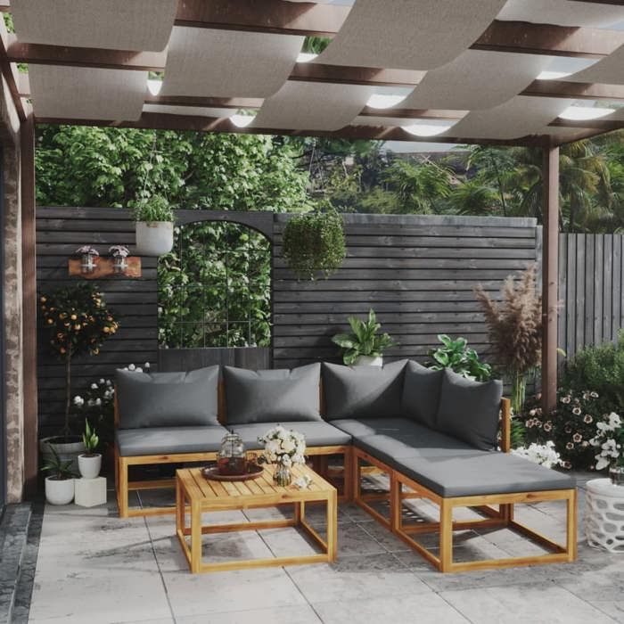 Salon de jardin - vidaXL - 6 pcs - Bois d'acacia massif - Confortable - Design modulaire