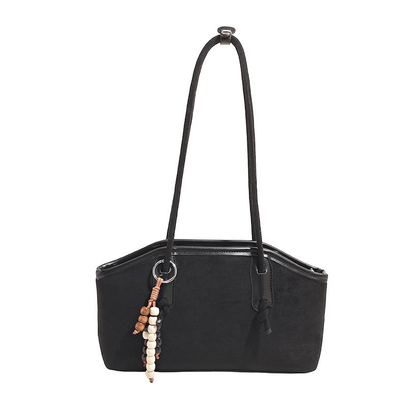 

Нишевый дизайн ретро матовая ручная сумка подмышку женская осенняя новая модная универсальная сумка-тоут на плечо single package чёрный