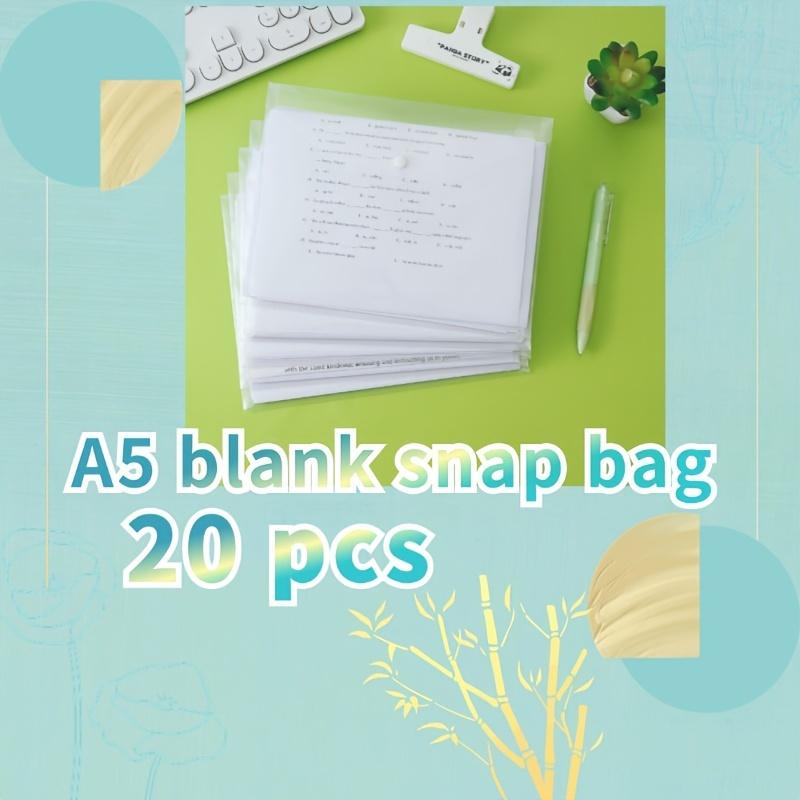 

20 Pack A5 Clear Plastic Envelopes, Waterproof Thicken File Bags with Snap Button Closure, PP Document Pouches for Office Bills