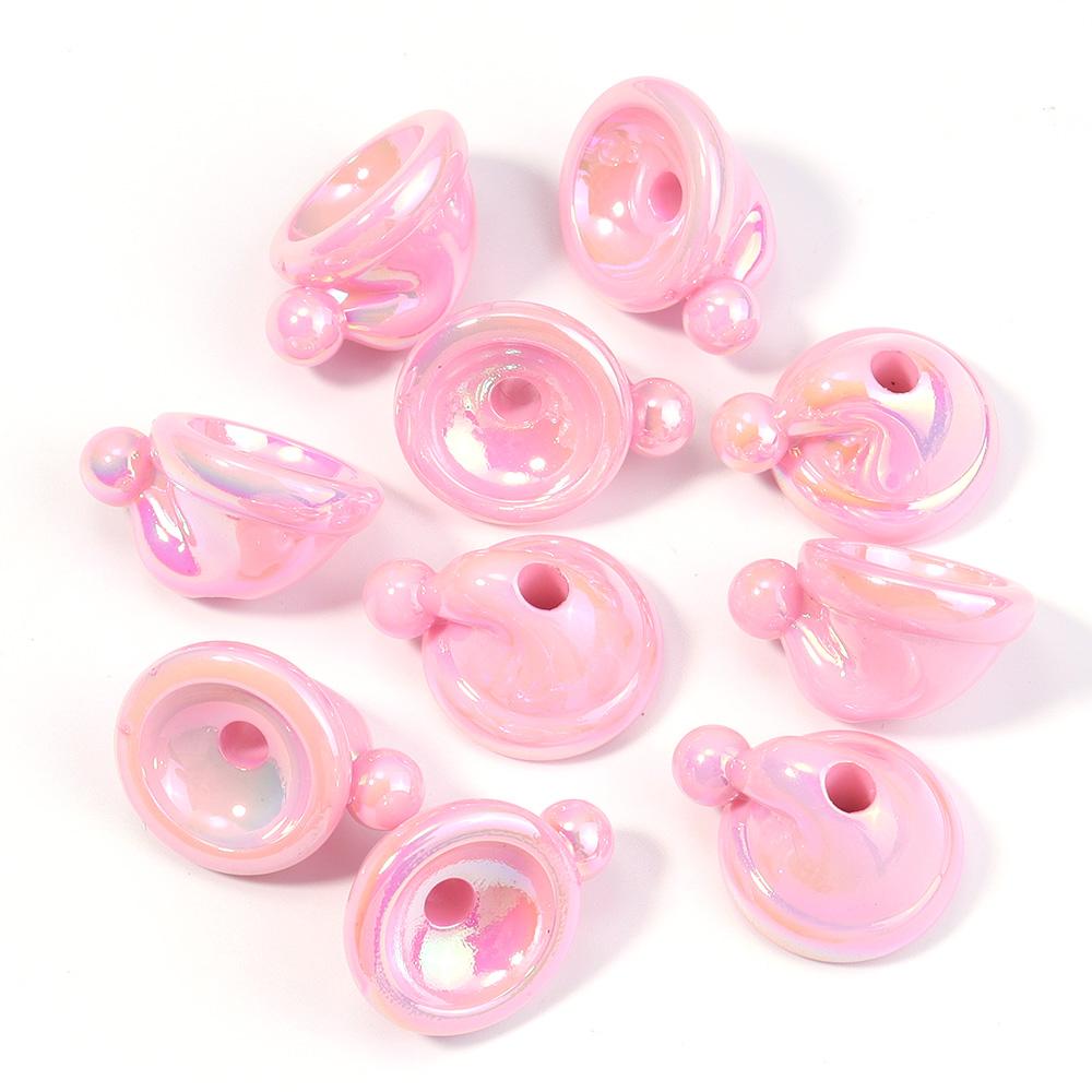 10pcs Christmas Hat Acrylic Beads Plated Color Loose Bead For DIY Jewelry Making Bracelet Necklace Keychain Christmas Decoration