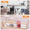 Glass Jewelry Box Vintage Jewelry Organizer Box with Hinged Lid and Mirrored Bottom Transparent Desktop Decorative Golden
