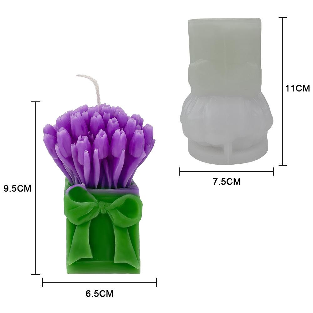 3D Lavender Tulip Bouquet Aroma Candle Silicone Mold DIY Valentine's Day Gifts Flower Ornaments Molds Handmade Soap Mould