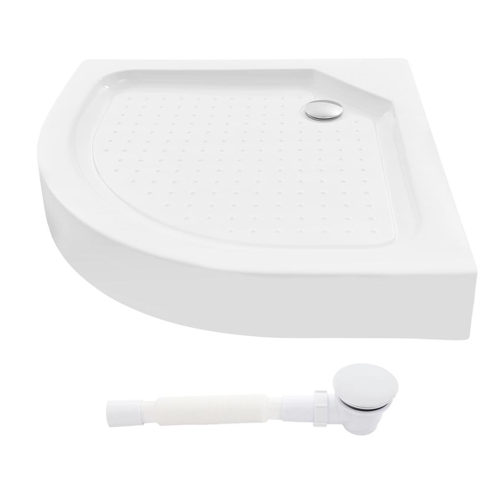White Fan Shape Shower Base, Non-Slip Bathroom Floor Tray, 85x85cm Modern Design, Easy to Install & Clean, 260kg Weight Capacity