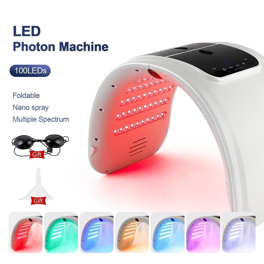 7 Colors LED Face Mask Light Therapy Beauty Machine Photon Facial Phototherapy Skin Care Machine Spray LED Photon Machine