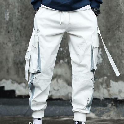 Spring Autumn  Men's Personalized Straps Loose Street Hip Hop Sweatpants Cargo Pants