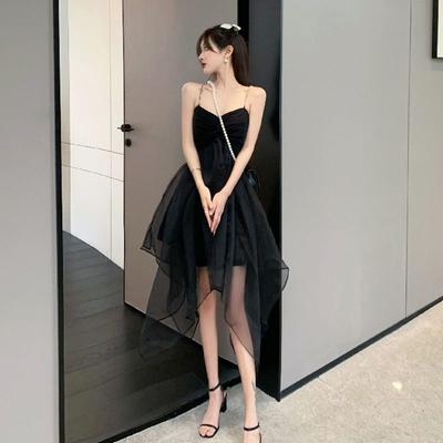 Šaty na špagetové ramienka Dámske Letné Sieťované Jednofarebné Horúcosladké Francúzsky štýl Bez rukávov Ležérne šaty