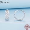 Bamoer 925 Silver Hollowed-out Pattern Ear Buckles InterWeave Twisted Hoop Earrings for Women Fashion Fine Jewelry