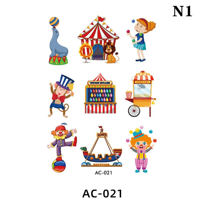 

Водонепроницаемые наклейки на тему мультфильмов и цирка, гоночные игрушки, красочные временные наклейки с изображением дикой природы as the picture