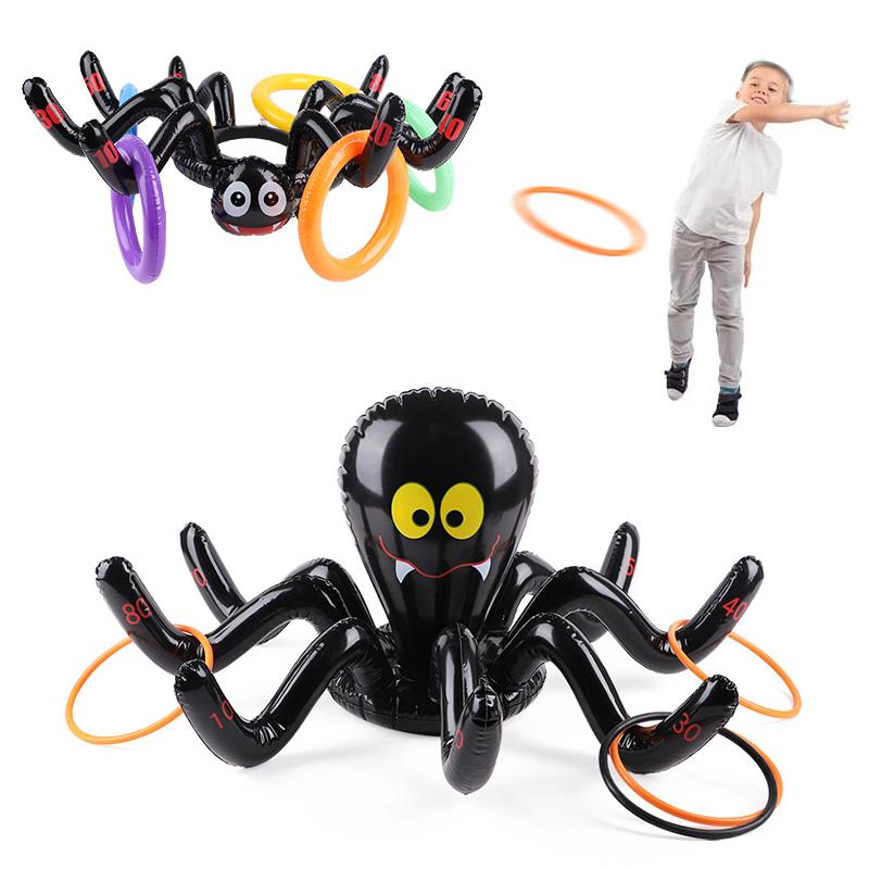Halloween Ring Toss Games Inflatable Spiders Ring Toss Toy for Kids Halloween Party Favors Supplies Indoors Outdoors Party Games
