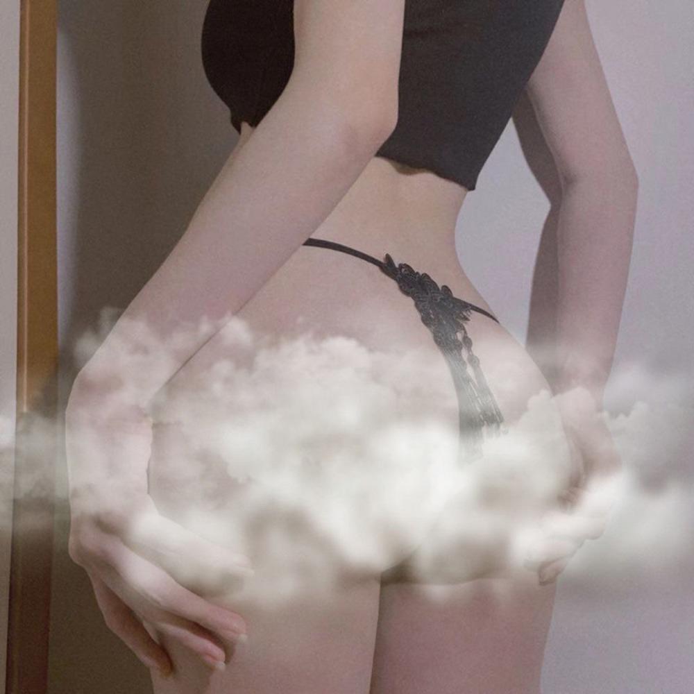 Cute Lace Girl Panties Hollow Water-soluble Embroidered Pure Desire Thong Low Waist Sexy Thin Belt High Value T-pants