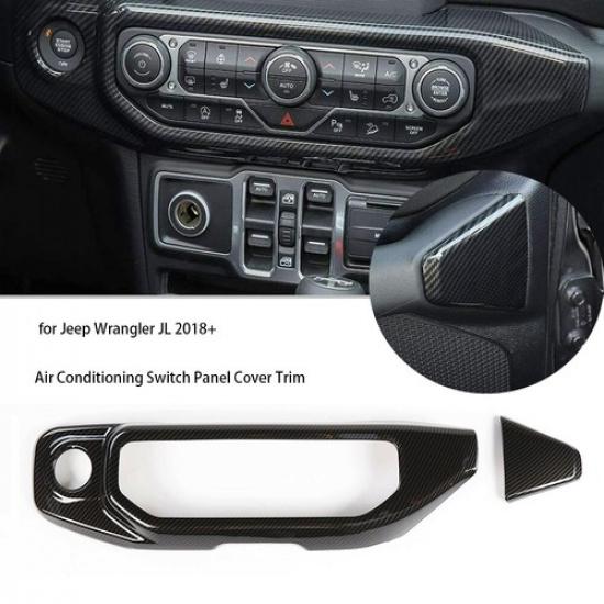 Kolfiberskydd för luftkonditioneringsbrytare för Jeep Wrangler JL JLU JT 18-21