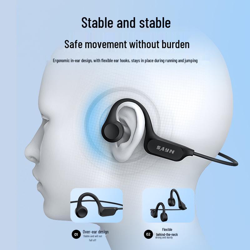 Shangying Open-Ear Bluetooth Bone Conduction Waterproof Earphones - True Wireless, Noise Cancelling, Ideal for Running & Fitness.