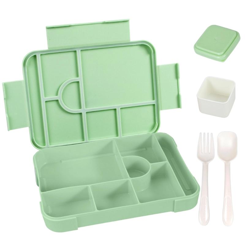 Stackable Plastic Lunch Box with Multiple Compartments Microwave Safe Bentos Container for Students Children School Meal Preparation