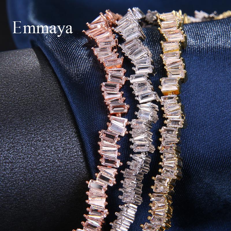 Emmaya Fashion Jewelry Rose Gold Rectangle Zirconia Necklace/Torques For Women Party Gift