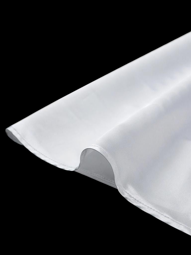 AOMEI Hvite lange kjoler Halve ermer høy elastisk midje A Line Satin Kontor Arbeidskveld Festantrekk for kvinner