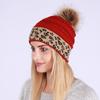 New Rolled Up Thickened Warm Knitted Cap  Winter Woolen Cap  Leopard Print Fashionable Pile Cap