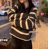 Korean Style Women's Hooded Sweater: Loose, Lazy, Soft Striped Knitwear - Academic, Fashionable Outerwear for Autumn & Winter