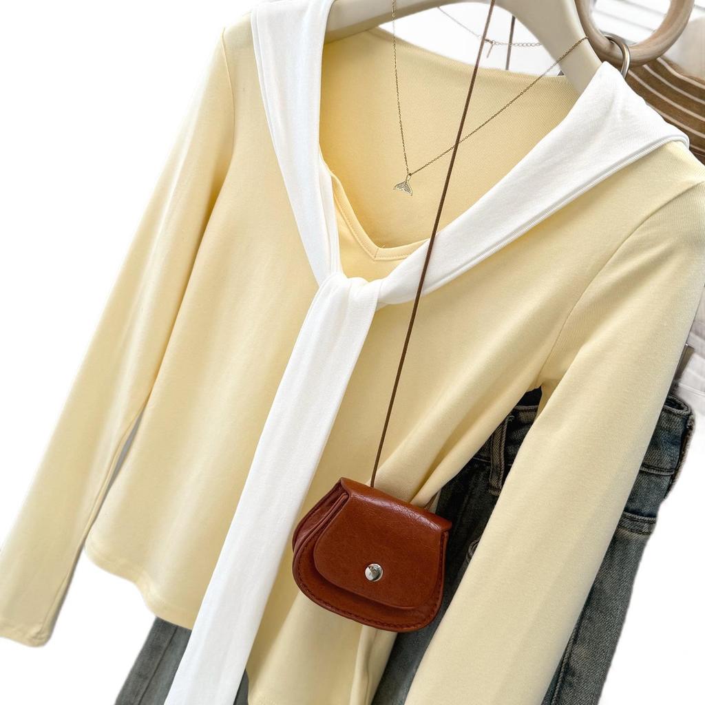 Chic Spicy V-Neck Slim-Fit Long-Sleeve Shawl T-Shirt for Women - Autumn Trendy Base Layer Top