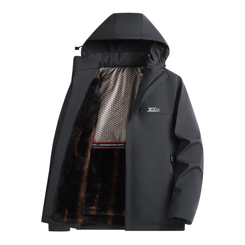 Cotton Coat Men s Middle-aged and Old Dad Cotton Coat Graphene Plus Velvet Thickened Cotton Coat Men s Business Removable Hooded Jacket M
