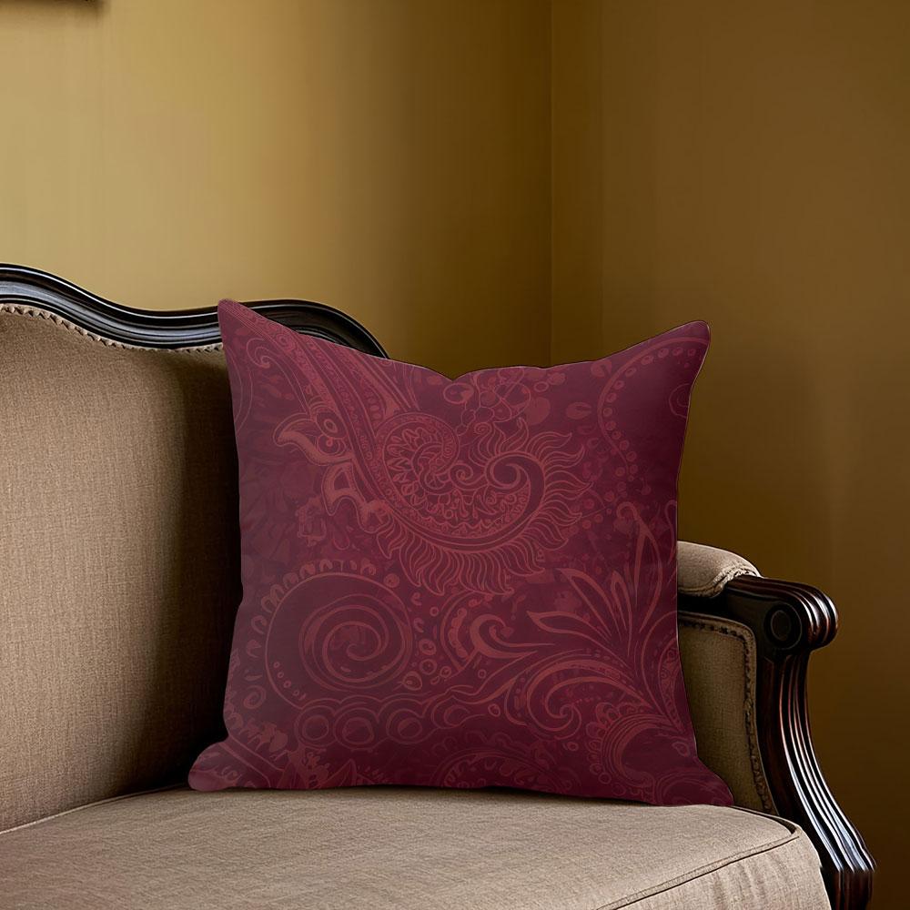 Housse de coussin carrée Jacquard motif cachemire bordeaux pour canapé, bureau, coussin lombaire, taie d'oreiller décorative pour la maison 50x50cm