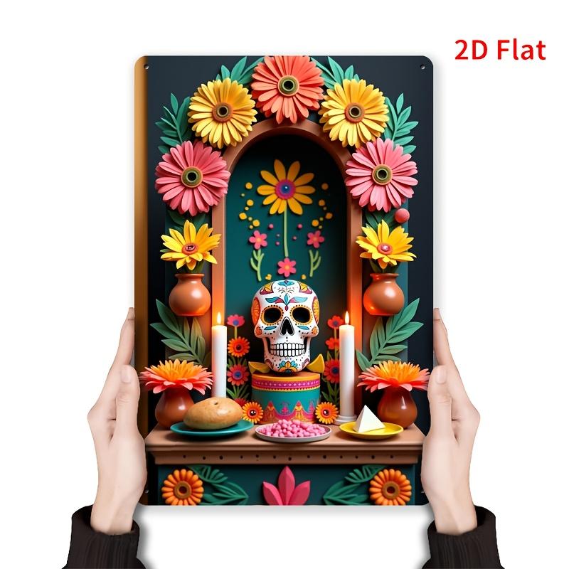 Day of the Dead Symbol  Mexican Day of the Dead Altar  Metal iron sign retro decoration suitable for homekitchen 20x30cm（7.8x11.8inch）