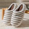 Plush cotton slippers women's autumn and winter home soft bottom non-slip plush warm couple striped plush slippers men's