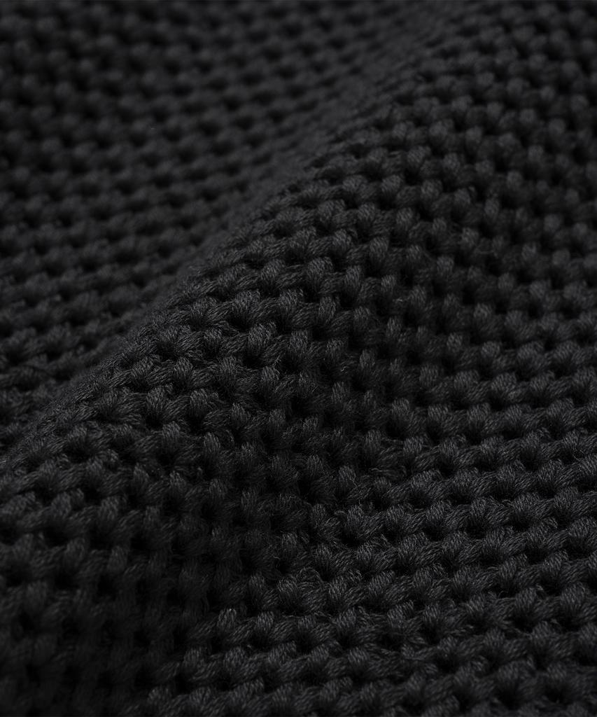 Knitted Cotton Natural Round Vest Black