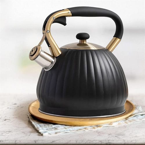 3.5L Whistling Kettle, Stainless Steel Wide Mouth Kettle, Boils Hot Water, Large Capacity, Family Use, Gas Stove and Induction Compatible, Commercial