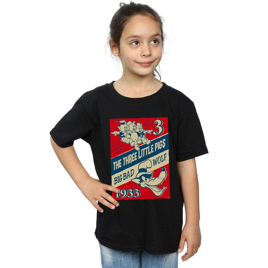 Disney Bawełniany T-shirt dla dziewczynki Trzy małe świnki i wielki zły wilk