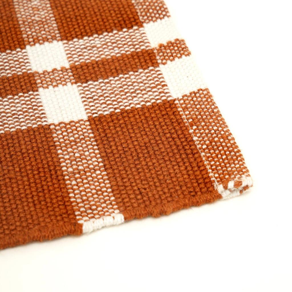Rust Checker Stripe Placemat -Durable Polyester Table Mat for Dining and Kitchen