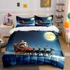 Santa Sleigh with Reindeer Scene Bedding Duvet Cover Set Duvet Cover Pillowcases  (1*Duvet Cover 2*Pillowcases, Without Duvet Insert)